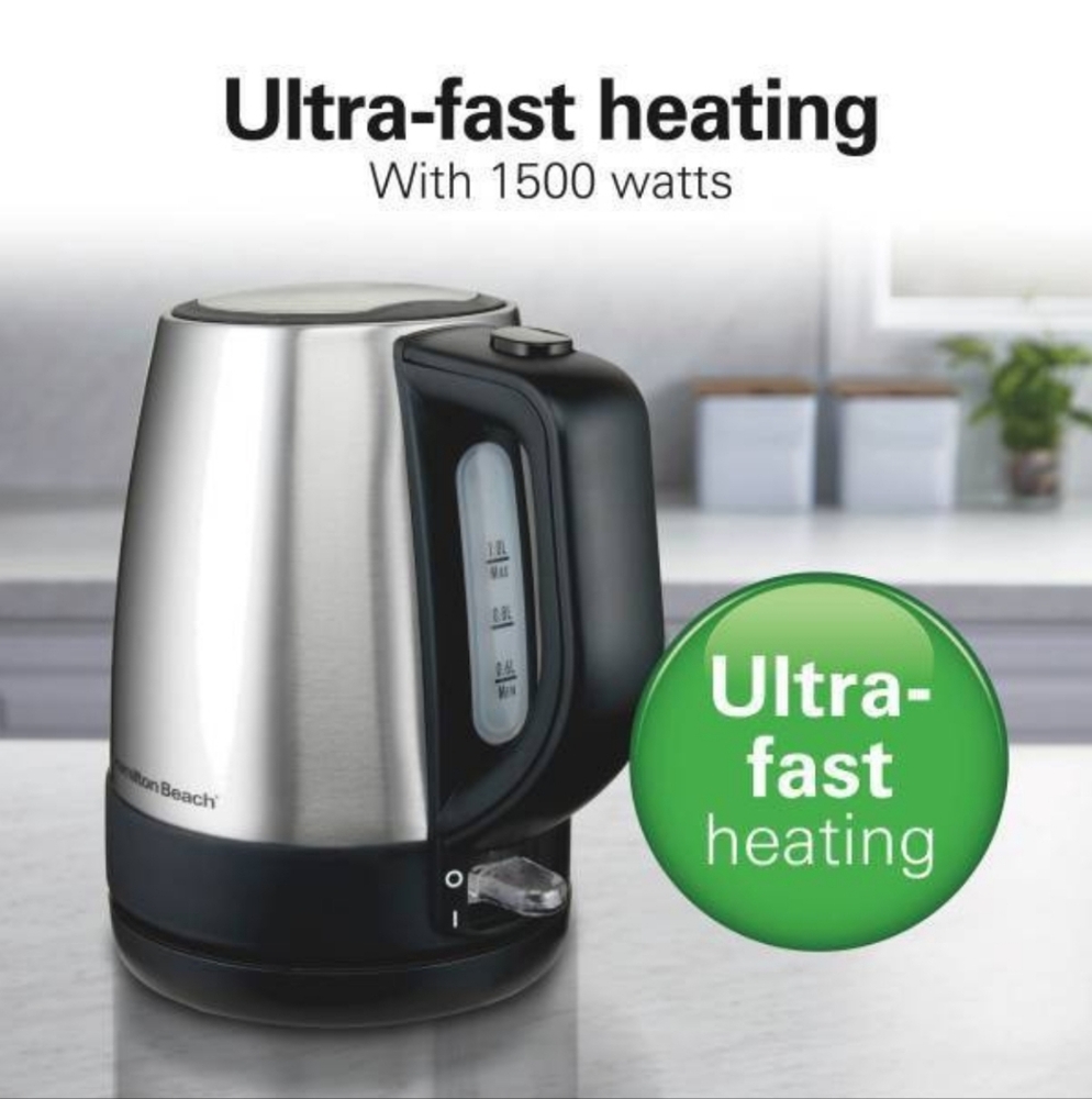 Like New Hamilton Beach 1 Liter Electric Kettle, Stainless Steel and Black